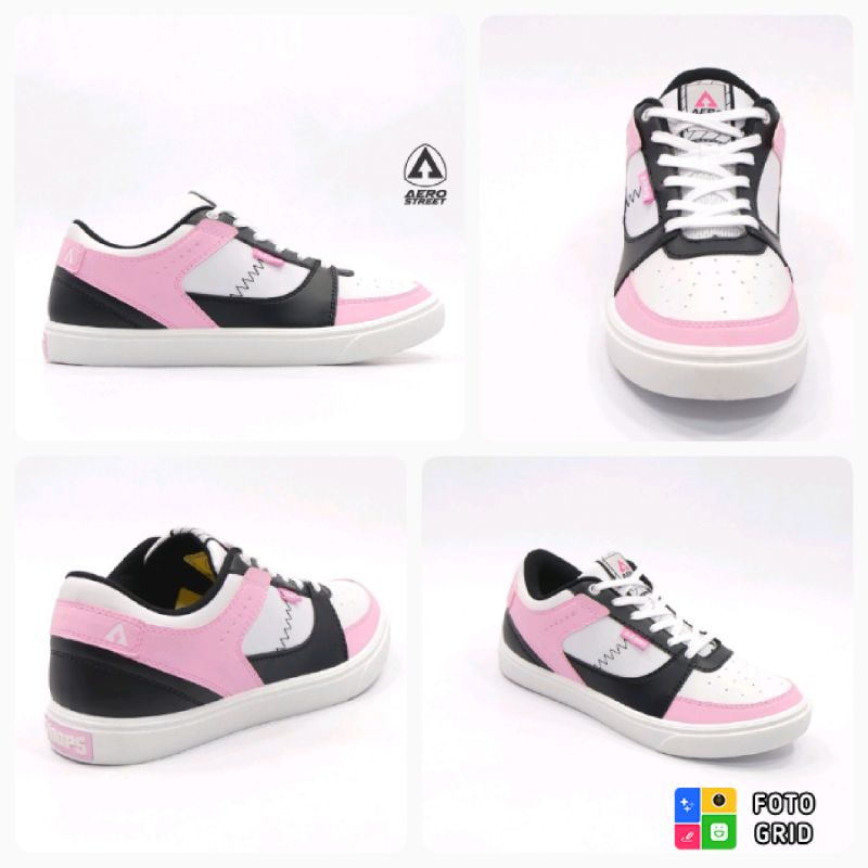 AEROSTREET HOOPS LOW MERAH MUDA X HITAM only size 39 