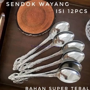 SENDOK GARPU WAYANG 12 PCS TEBAL - SENDOK MAKAN WAYANG STAINLESS STEEL - SENDOK TEBEL TIDAK BENGKOK