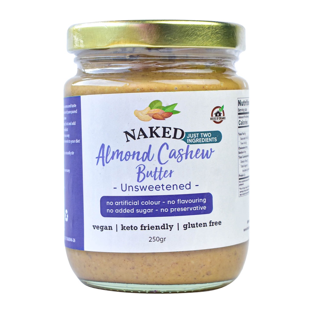 Naked Almond Cashew Butter Unsweetened 250 Gr