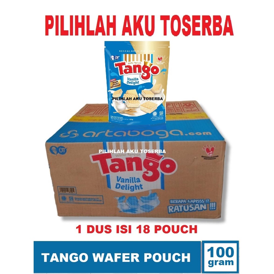 WAFER TANGO POUCH VANILLA DELIGHT 100 gr - (HARGA 1 DUS ISI 18 POUCH)
