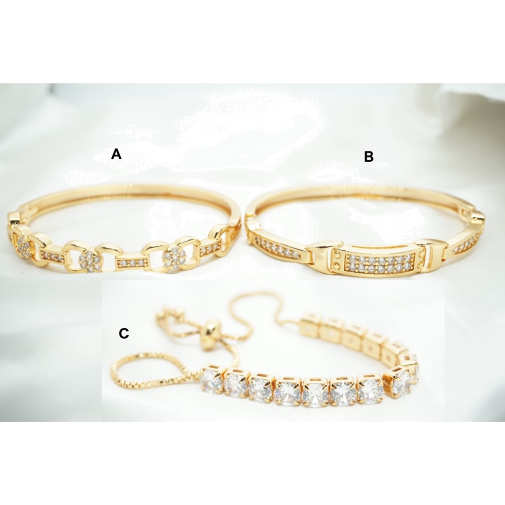 Gelang Wanita Lapis Emas Bangle Serut Berlian Fashion Korea GBY5859-GA212