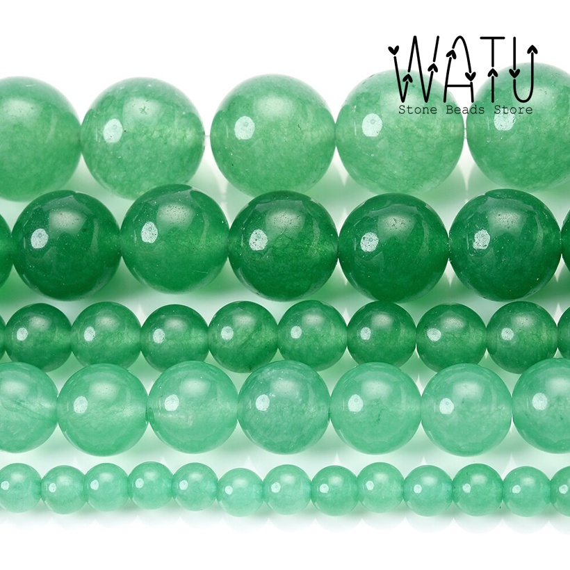 Manik Batu Alam Hijau Giok Green Aventurine Stone Beads