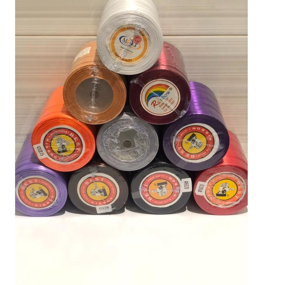 

✔ Pita satin 3/8” / Pita bahan 1 cm isi 10 roll / Satin Ribbon