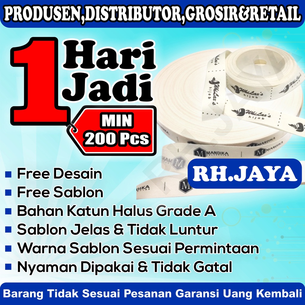 

[min. 200pcs] LABEL BAJU / LABEL HIJAB FREE DESAIN Bahan Katun