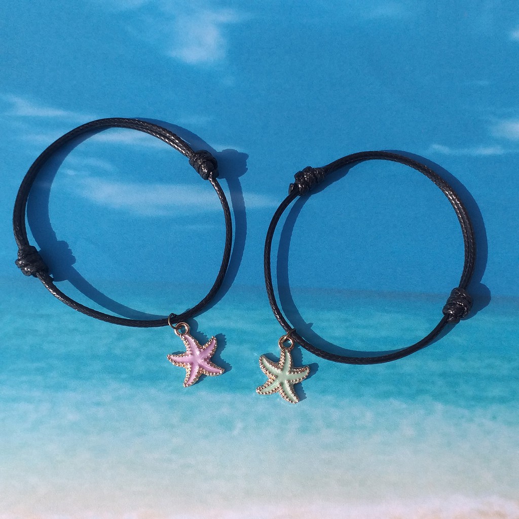 Gelang Tali Lucu Bintang laut Bahan Kulit Korea &amp; Satin accessories Fashion Charm Sea Star vintage