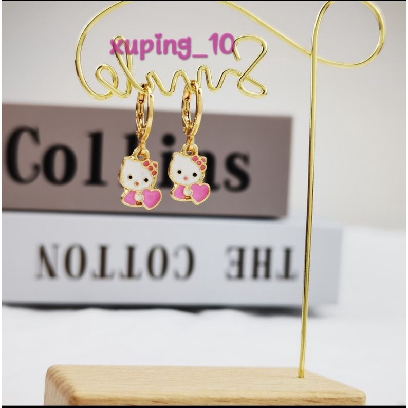 Anting Anak Hello Kitty Karakter Kartun Dessy &amp; Bulat Perhiasan Lapis Emas Anting Anak