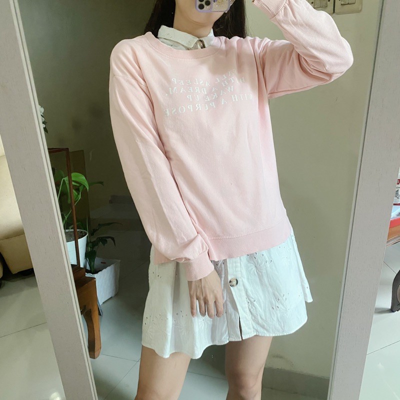 bershka pink pastel crewneck preloved