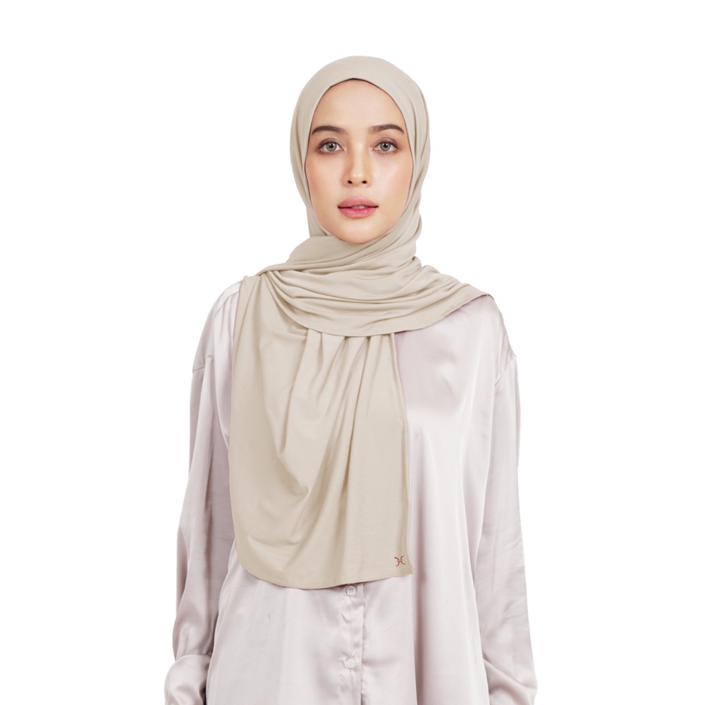 Hameeda - Hannah Instant Hijab | Jersey Bergo Pashmina-Peaches and Cream