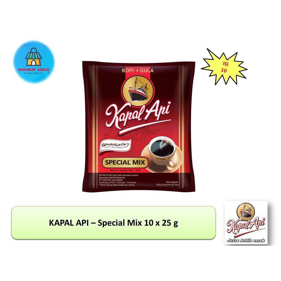 

Kopi Kapal Api Special Mix 25 g Isi 10 sachet / 20 Sachet || Makmur Abadi Official Store