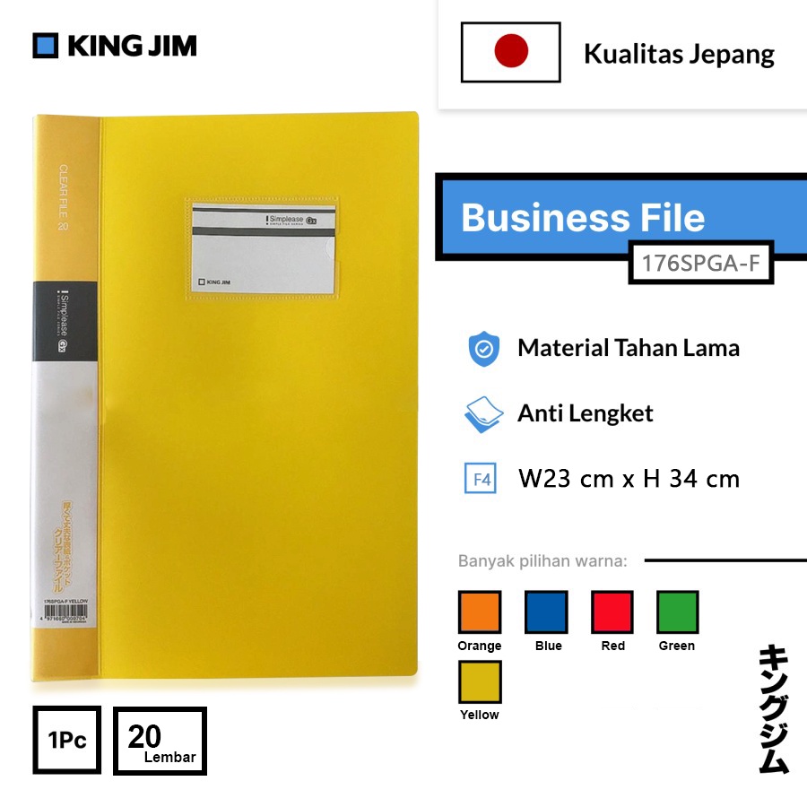Clear File King Jim Folio 176SPGA-F / Clear Holder Folio F4 20 Pocket