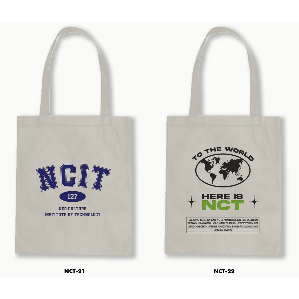 Tas Tote Bag Resleting Kanvas/Blacu  - Nct / Kpop 02