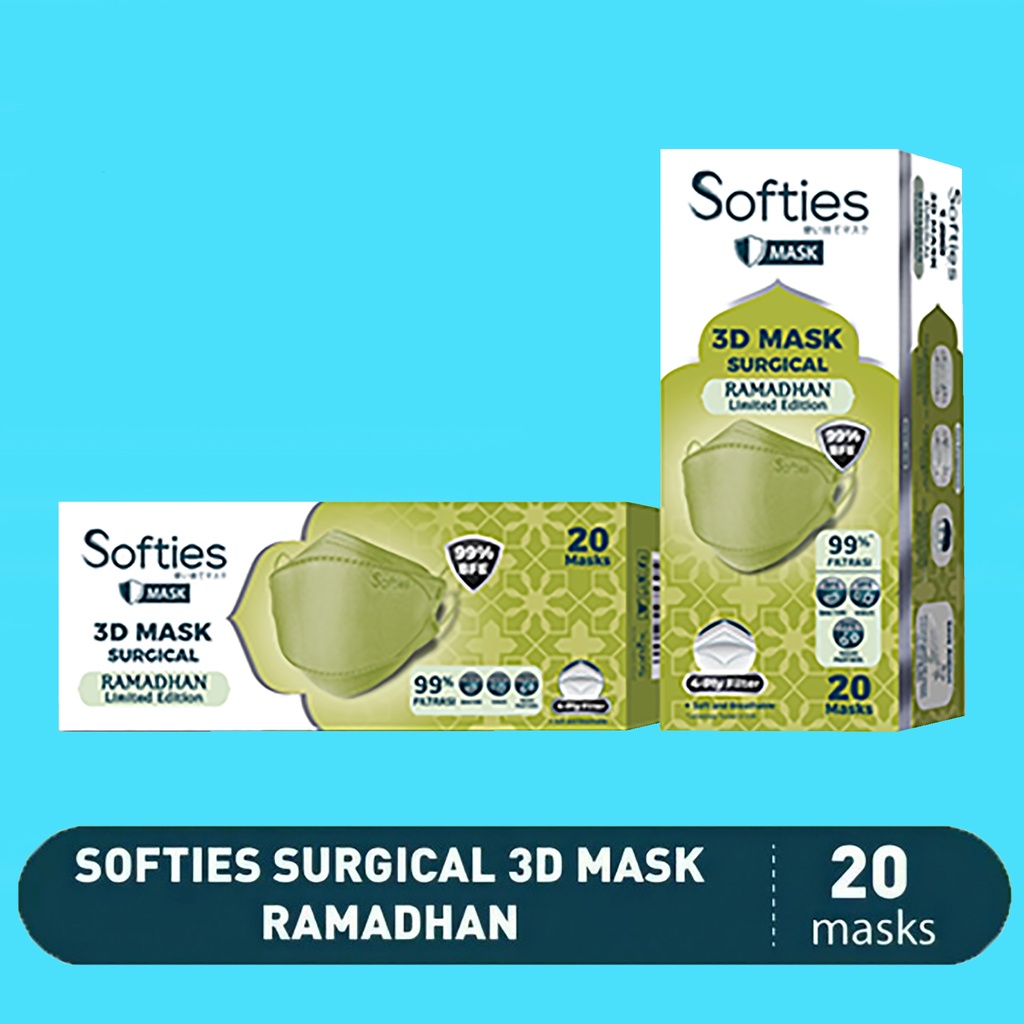 Bisa COD Masker Softies 3d Surgical Mask 4-Ply Edisi Ramadhan Limited Edition isi 20 Sheet