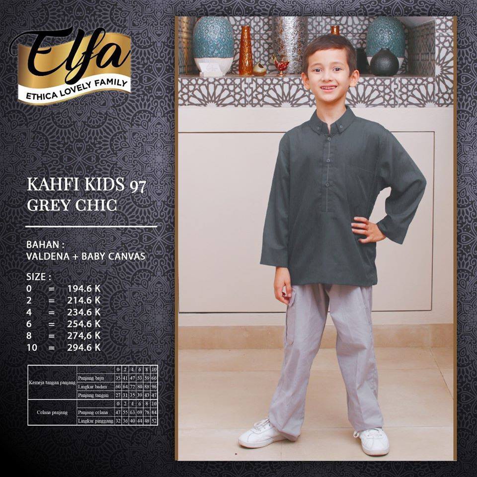 ETHICA | SETELAN BAJU KOKO ANAK KAHFI KIDS 97 GREY CHIC D40P