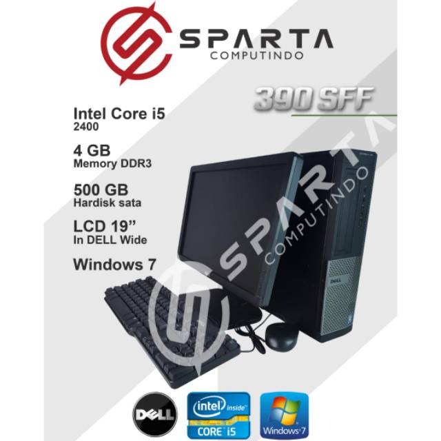 Paket Komputer dell 390 desktop core i5 2400 lcd 19 in wide dell keyboard mouse