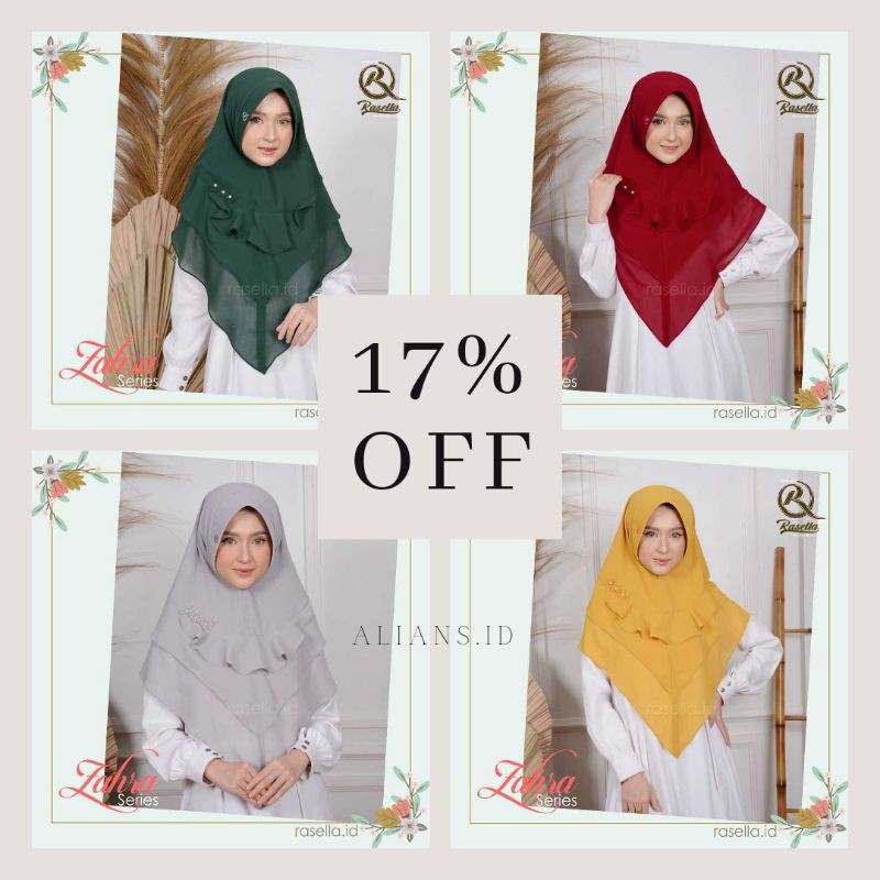 Khimar Jilbab Syari 3 Layer Hijab Instant Zahra Series Ceruty Premium Original Rasella