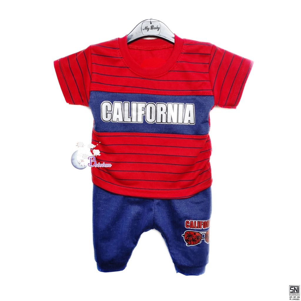 BOBOBAM BAJU BAYI ECER CASUAL KASUAL SETELAN ANAK CALIFORNIA COWO LAKI-LAKI HARGA GROSIR