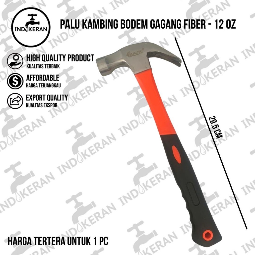 INDOKERAN - Palu Kambing Bodem Gagang Fiber - 12 Oz - High Quality