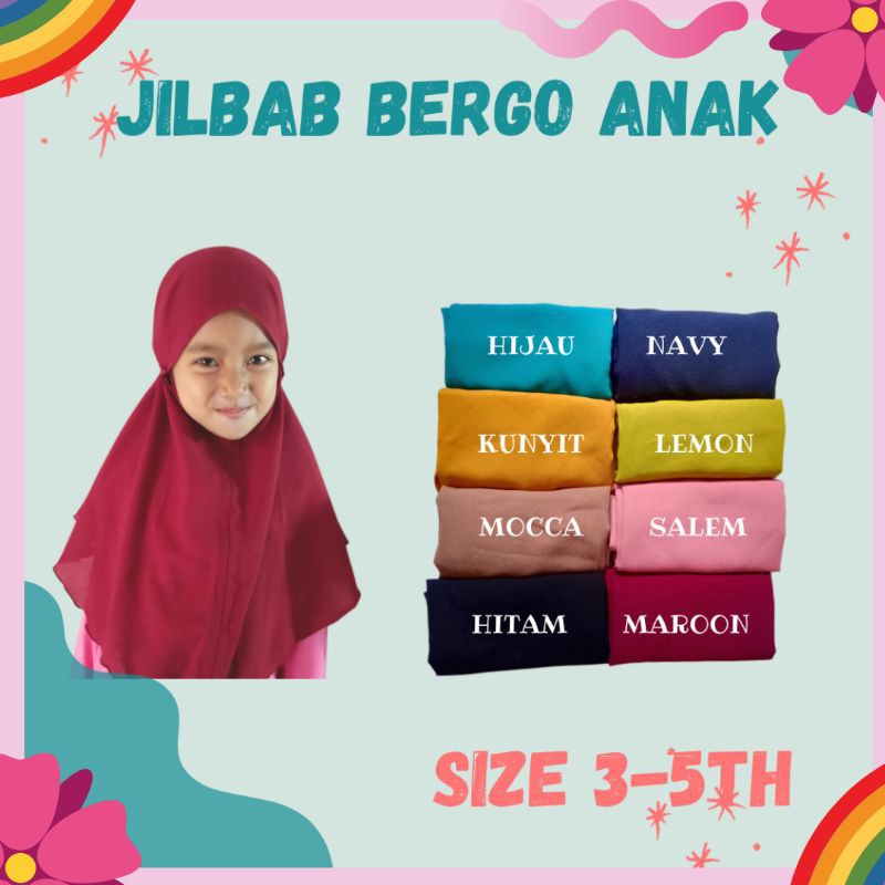 Jilbab Bergo Anak size 3-5th