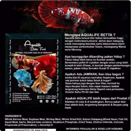 PELET AQUALIFE BETTA FOOD/ PELET CUPANG CUPANG REMAJA DEWASA AQUALIFE Kualitas Terbaik