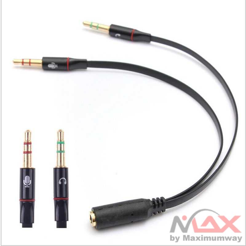 Taffware Splitter Audio Jack 3.5mm Female Dual 3.5mm Male (Mic+Hear) 3.5mm Y split Y Splitter 2 Jack Male to 1 Female Headphone Microphone Audio Adapter Cable Connector