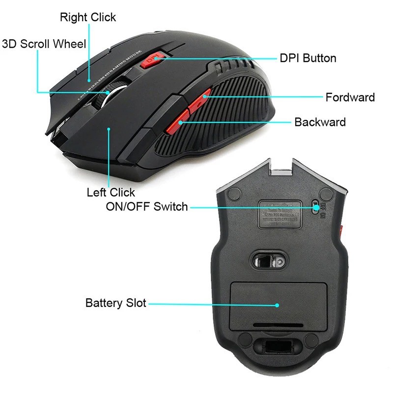 Mouse Wireless GAMING MOUSE 6D USB 2.4GHz Optical Mouse ORI