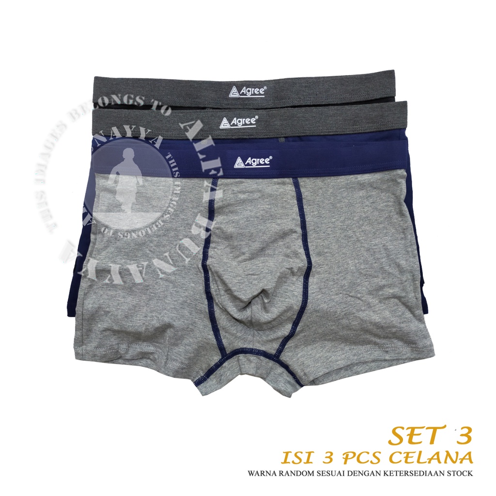 3 Pcs Celana Dalam Pria AGREE SPORT BOXER CD Underwear Pakaian Dalam AB12AGS35 1235