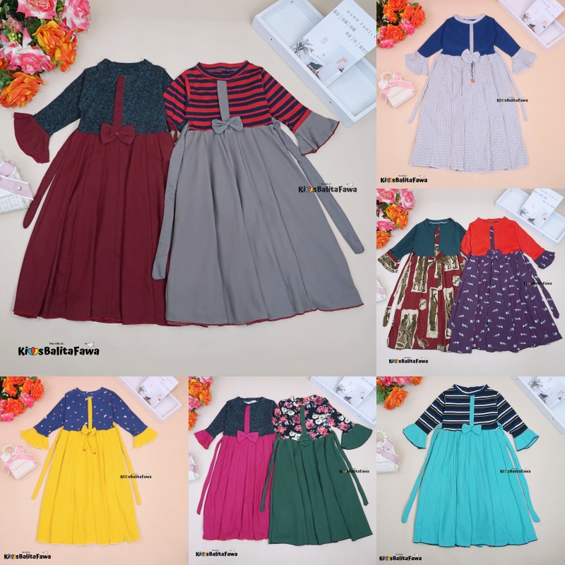Gamis Farissa 6-7 Tahun / Baju Anak Muslim Dress Panjang Ngaji Murah Lengan Anak Perempuan Syar’i