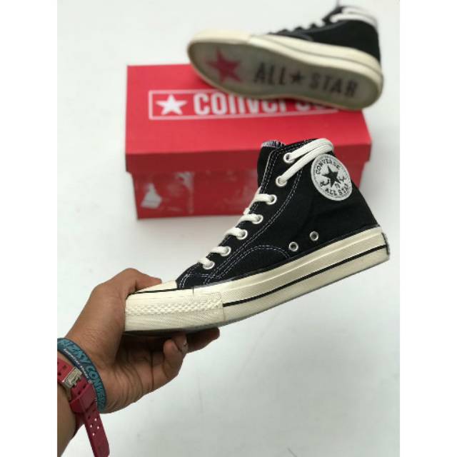  ORIGINAL SEPATU  CONVERSE  1970 S HIGH BLACK WHITE SOL 