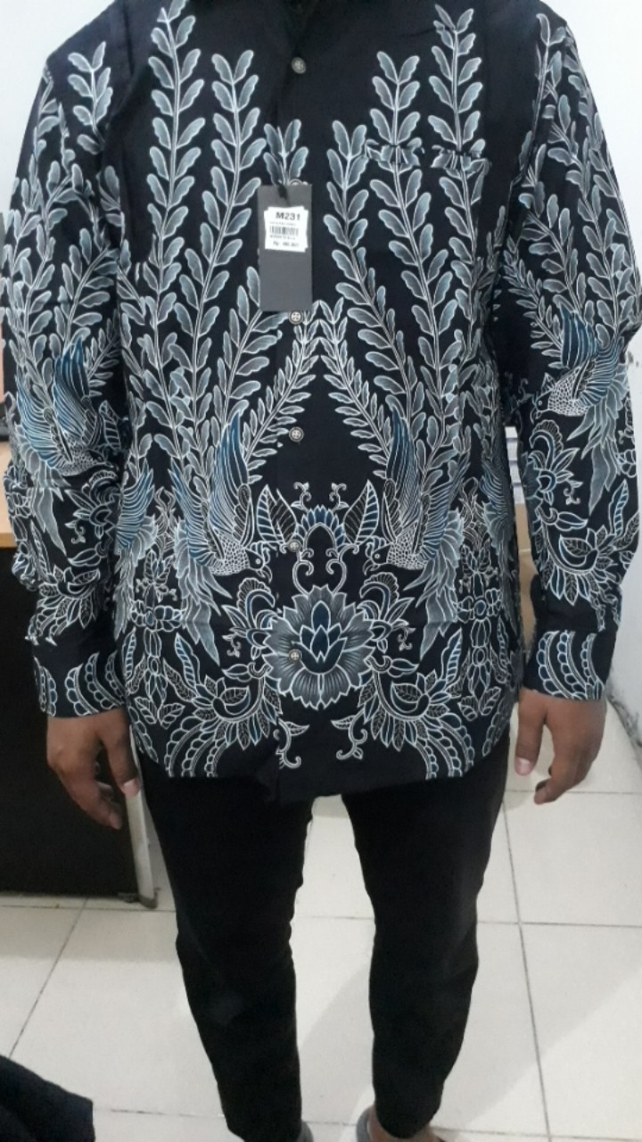 M231 Kemeja Pria Batik Panjang Hitam 1721b