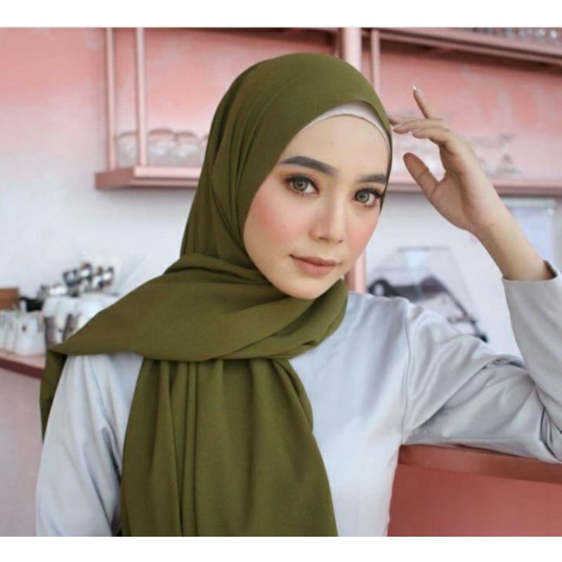 Pashmina Diamond Army | Pashmina Polos Hijau Army | Hijab Hijau Army | Hijab Polos