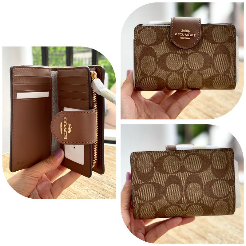 Coach C0082 bifold medium corner sign saddle