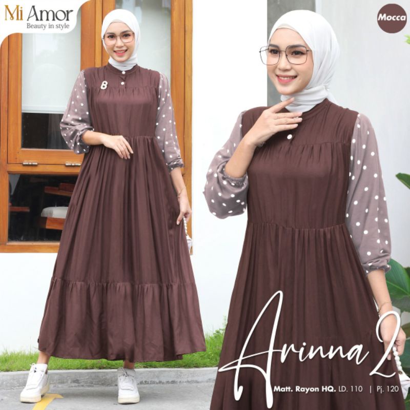 ARINNA #2 DRESS ORI MI AMOR || Gamis Rayon Casual Midi Dress Terlaris