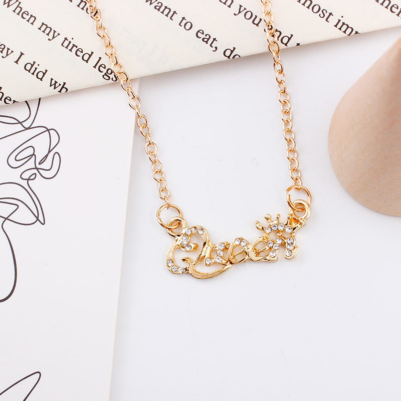 Kalung korea surat kalung queen ratu wanita kalung lucu import murah Necklace