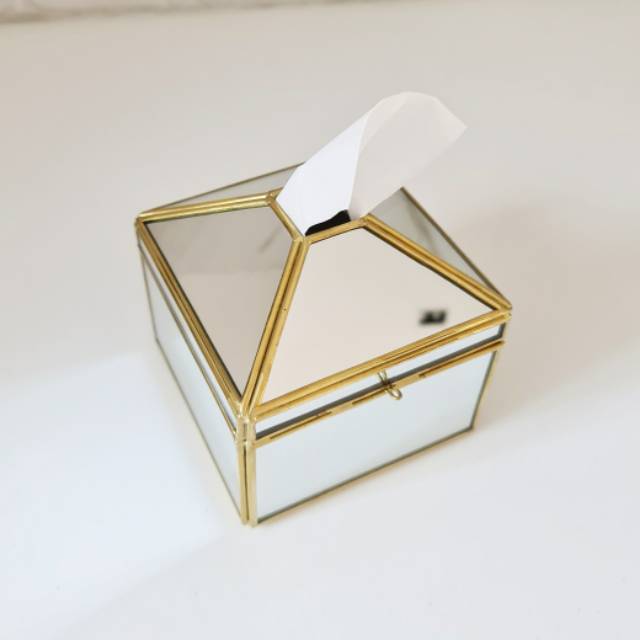 Gold Mirror Tissue Box Nordic Scandinavian Style (kotak Tissue Cermin) S