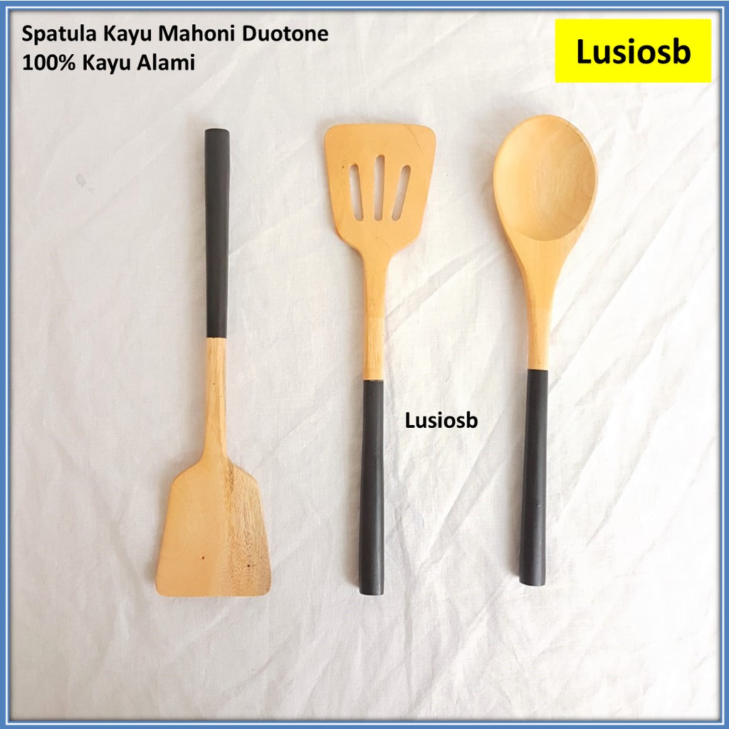 Spatula Kayu Mahoni Duotone / Spatula Kayu / Sutil Kayu / Wooden Spatula / Peralatan Masak