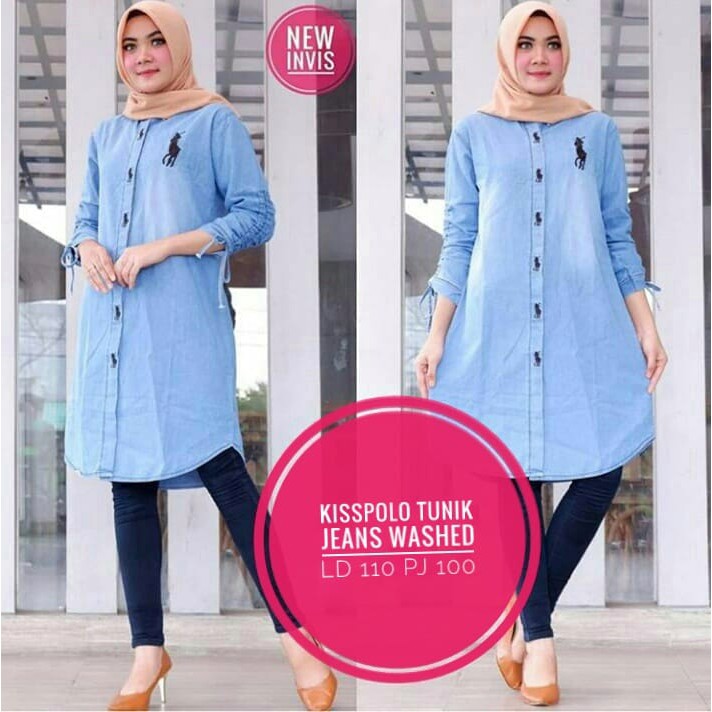 KISSPOLO LONG TUNIK MATT JEANS WASH