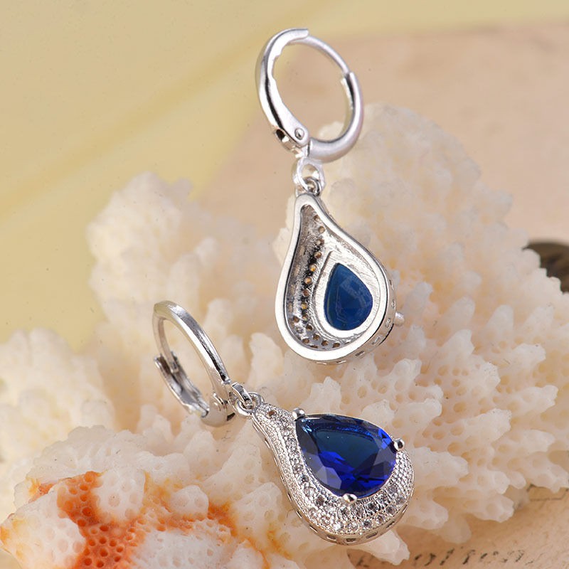 JA-001 Anting Sapphire Safir Perhiasan Silver Perak