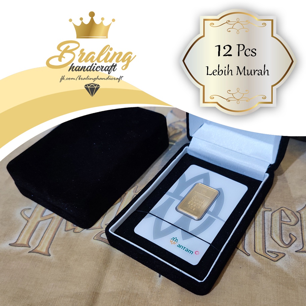 Kotak Emas Antam UBS LM MiniGold Logam Mulia Bludru Velvet Hitam Besar Panjang Kotak Hadiah Gift Box