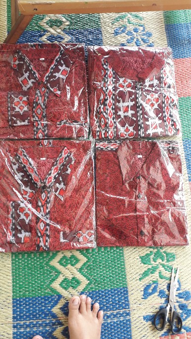 Batik Couple Keluarga Maura Couple Sania Ruffle Ori Ndoro Jowi Dnt Termurah Motif Mega Mendung Merah
