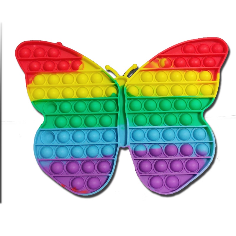 Pop it fidget toy Ukuran Super Jumbo push pop it rainbow mainan edukasi stress release-Kupu2 RGB 20cm