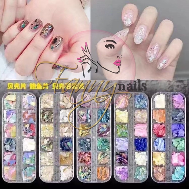 1SET SEA SHELL CHRUSHED STONE NAIL ART JAPAN NAILS / HIASAN PECAHAN KERANG KUKU GAYA JEPANG