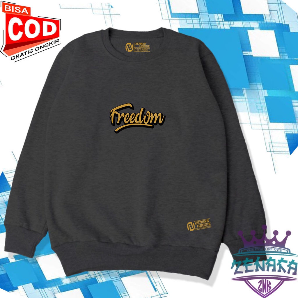 Suiter crewneck murah sablon freedom Crewneck pria distro aesthetic tebal Jaket crewneck pria keren Sweater crewneck pria distro original tebal Crewneck wanita terbaru 2022 Switerr cowok terbaru 2022 ori Zenaka