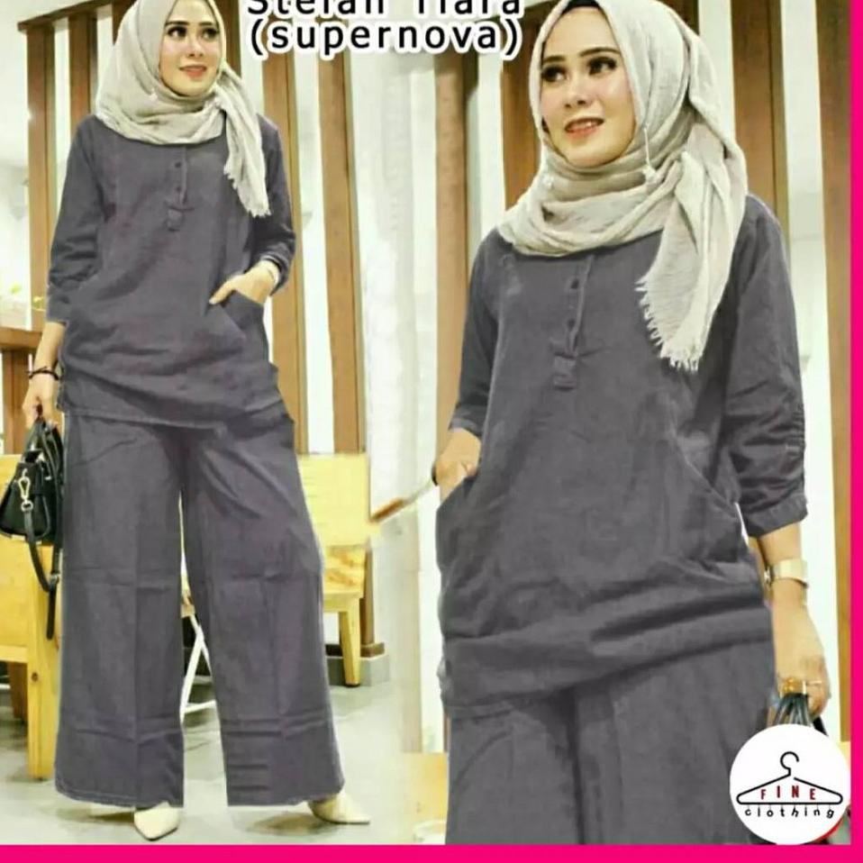 FC SETELAN TIARA Setelan Muslim Wanita Dewasa Jumbo Pakaian Gamis Hijab Kekinian Set Celana dan Baju
