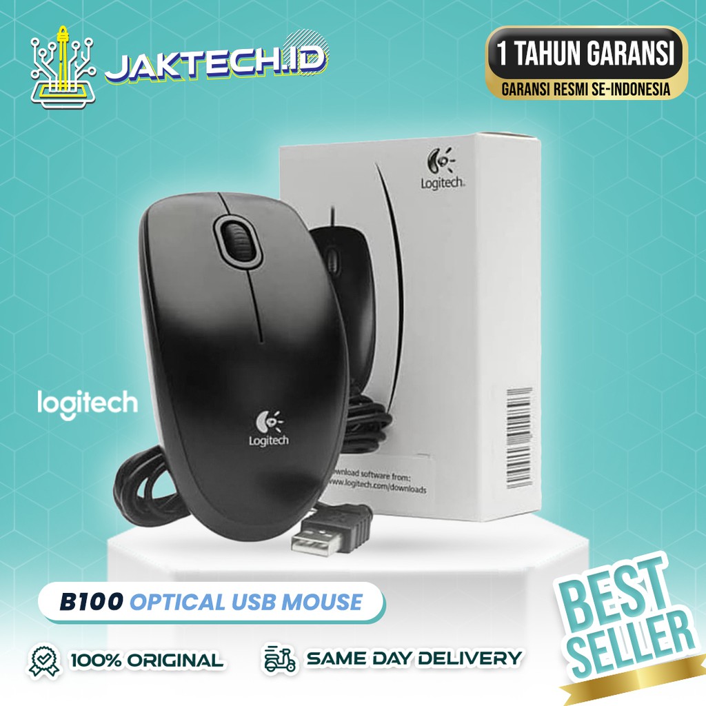 Logitech B100 Usb Optical Mouse Logitech GARANSI RESMI / JAKTECH.ID