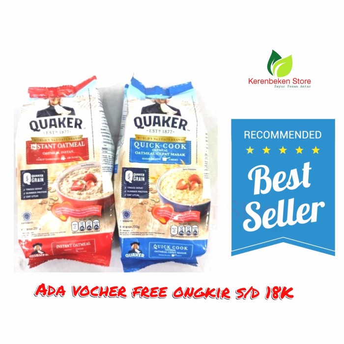 

quaker oatmeal 200gr (pilih varian) - quick cook
