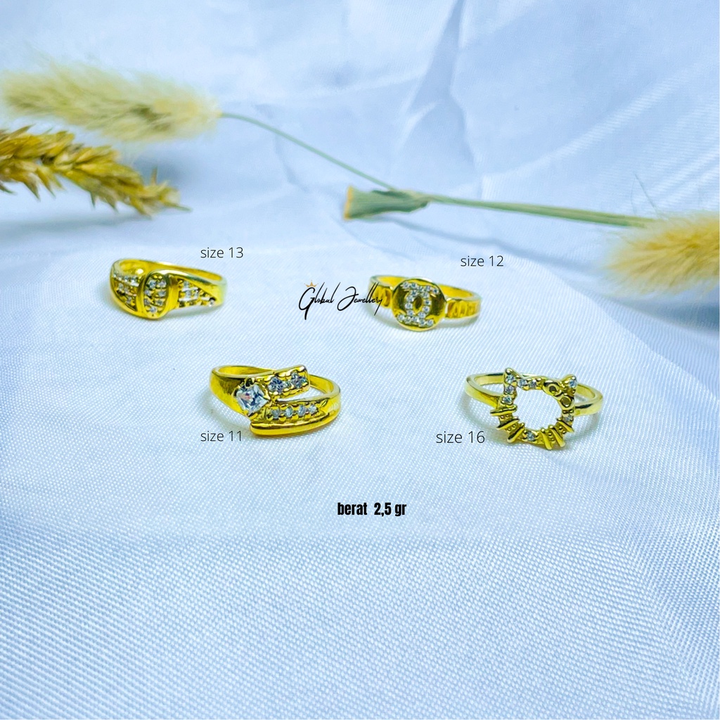 CINCIN VARIASI LAPIS EMAS PERAK ASLI S925 GLOBAL JEWELLERY CM081