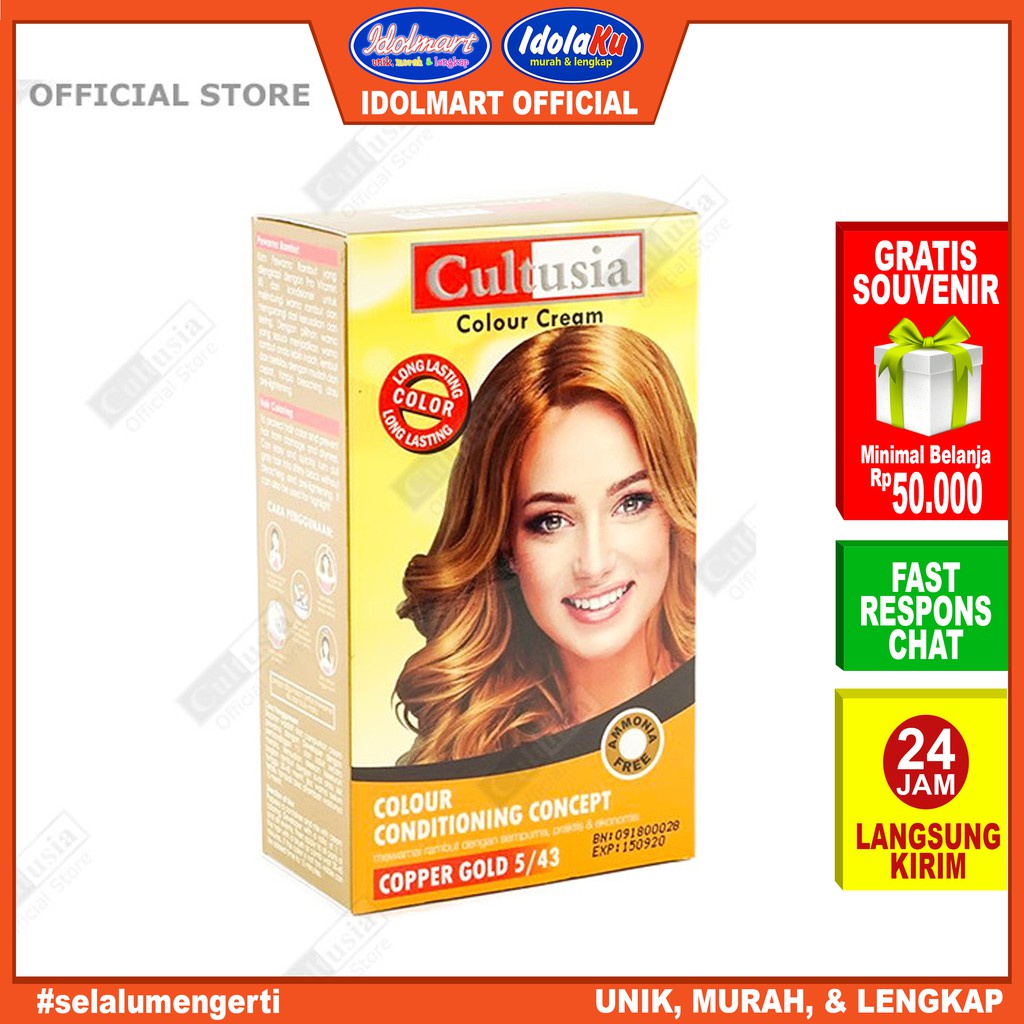 IDOLAKU Pewarna rambut Cultusia Hair Color Copper Gold 5/43 30 ML