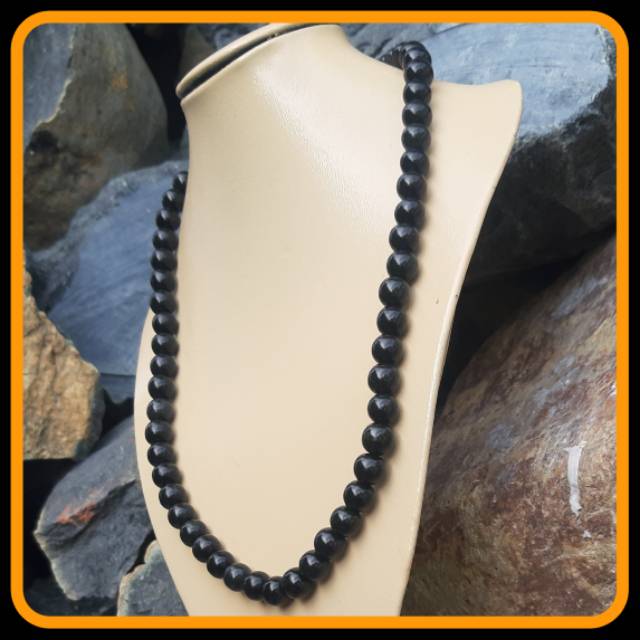 Promo Kalung Natural Black Jade Aceh Model Bulat