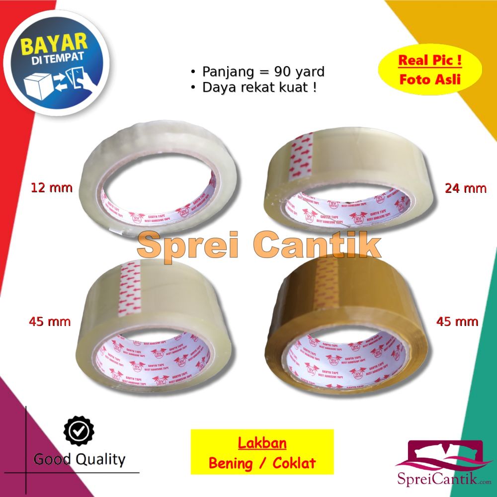 

[10 PCS] Lakban Bening / Coklat Panjang 90 Yard - Lebar 12, 24 dan 45 mm Murah Lengket Tebal