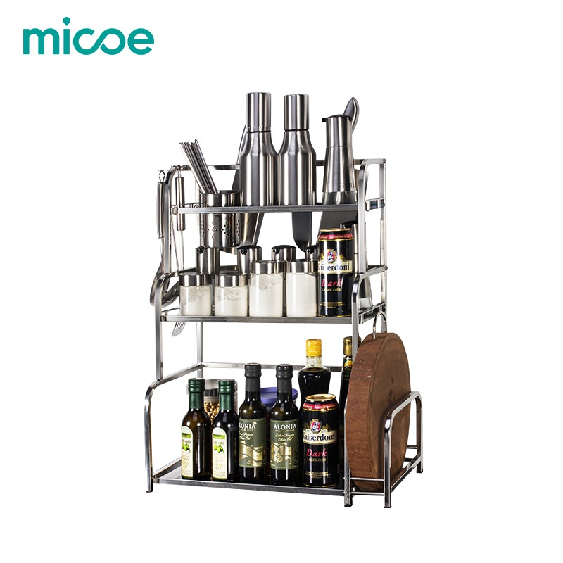 Micoe Rak  Dapur  Stainless  Steel Tiga Tingkat Rak  Bumbu  